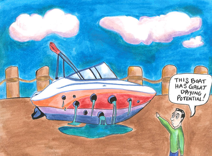 Leaky boat illustration
