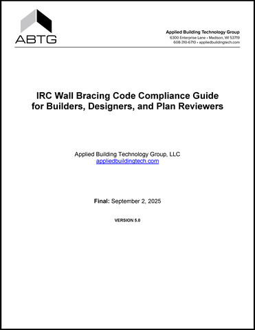 Cover of IRC Wall Bracing Code Compliance Guide