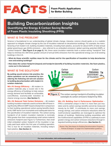 Cover image of FACTS Sheet on Building Decarbonization