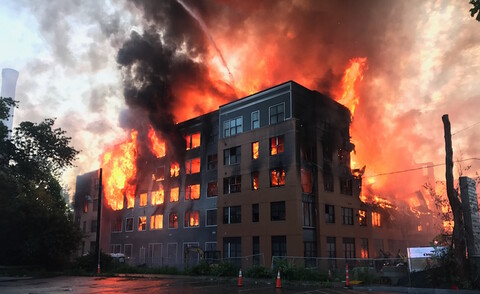 Wood Frame Building Fire