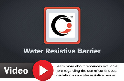 Water Resistive Barrier Video: Learn more about resources available here regarding the use of continuous insulation as a water resistive barrier.